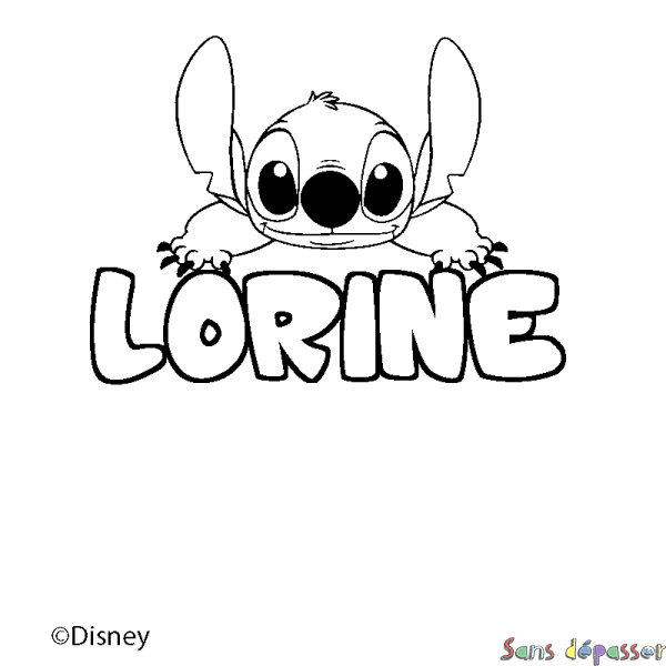 Coloriage pr&eacute;nom LORINE - d&eacute;cor Stitch