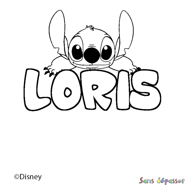 Coloriage pr&eacute;nom LORIS - d&eacute;cor Stitch