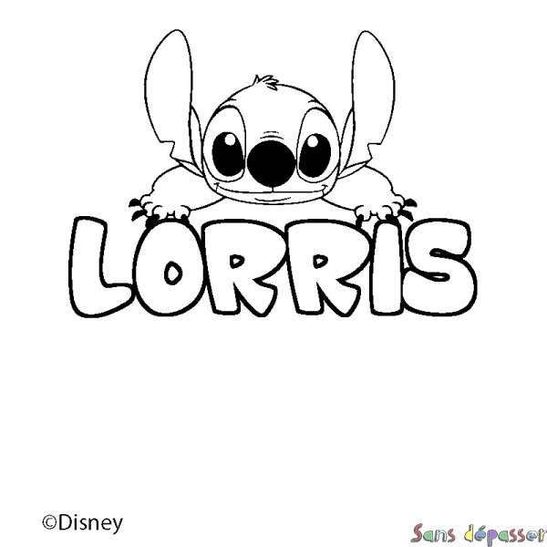 Coloriage pr&eacute;nom LORRIS - d&eacute;cor Stitch