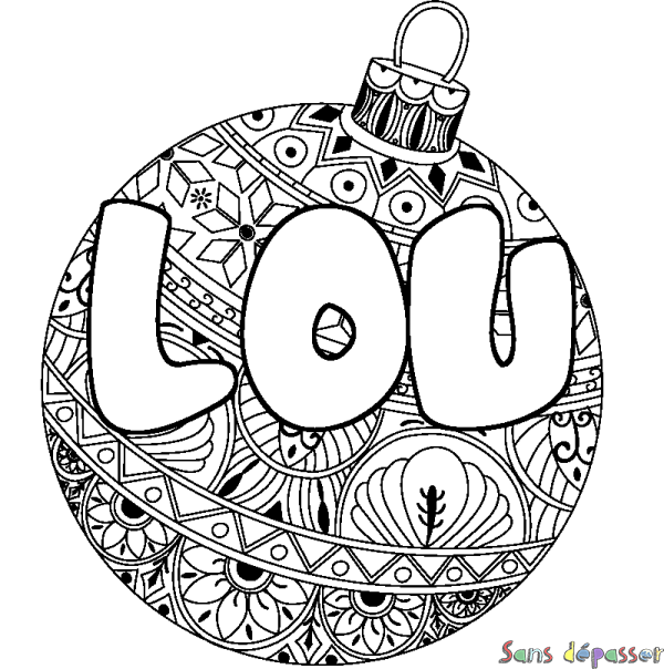 Coloriage pr&eacute;nom LOU - d&eacute;cor Boule de No&euml;l