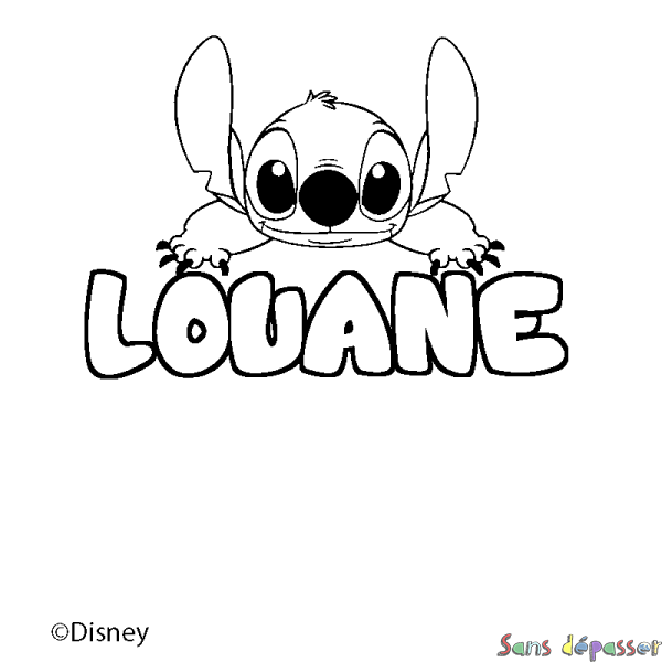 Coloriage pr&eacute;nom LOUANE - d&eacute;cor Stitch