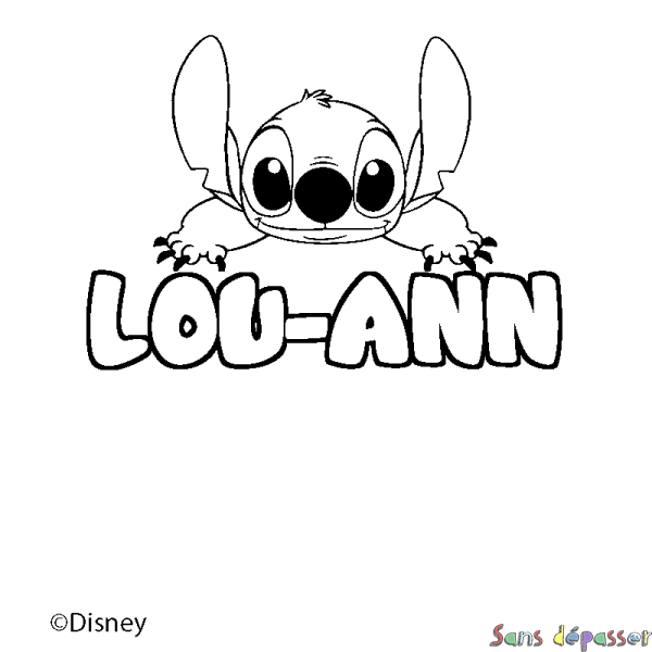 Coloriage pr&eacute;nom LOU-ANN - d&eacute;cor Stitch