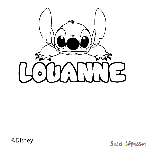 Coloriage pr&eacute;nom LOUANNE - d&eacute;cor Stitch