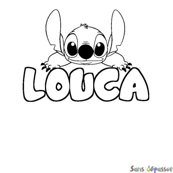 Coloriage prénom LOUCA - d&eacute;cor Stitch
