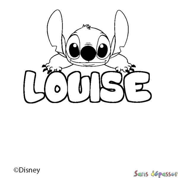 Coloriage pr&eacute;nom LOUISE - d&eacute;cor Stitch