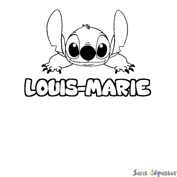 Coloriage prénom LOUIS-MARIE - d&eacute;cor Stitch