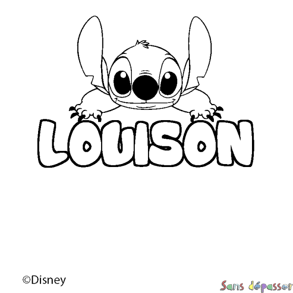 Coloriage pr&eacute;nom LOUISON - d&eacute;cor Stitch