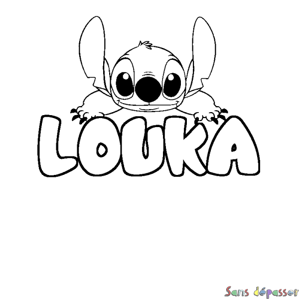 Coloriage prénom LOUKA - d&eacute;cor Stitch