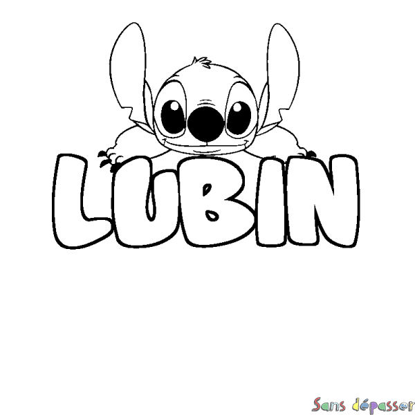 Coloriage prénom LUBIN - d&eacute;cor Stitch