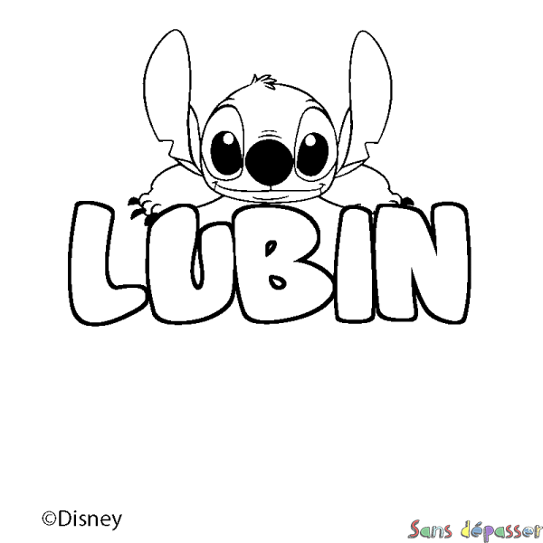 Coloriage pr&eacute;nom LUBIN - d&eacute;cor Stitch