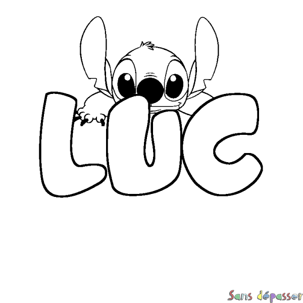 Coloriage prénom LUC - d&eacute;cor Stitch