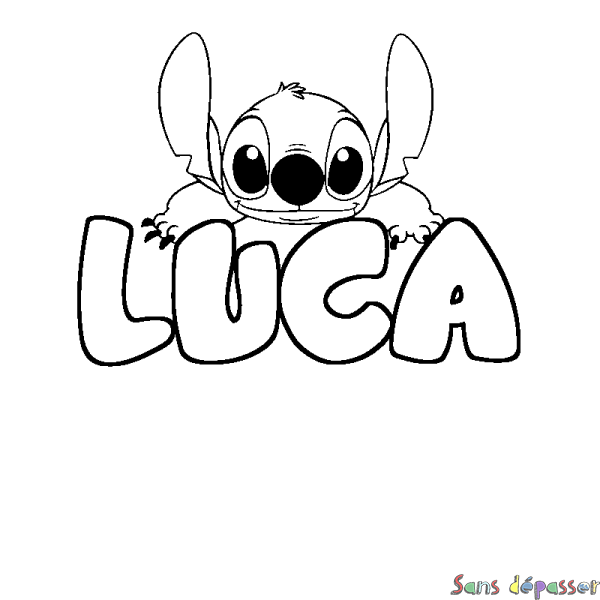 Coloriage prénom LUCA - d&eacute;cor Stitch