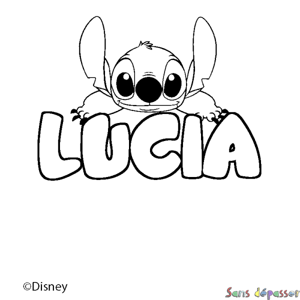 Coloriage pr&eacute;nom LUCIA - d&eacute;cor Stitch