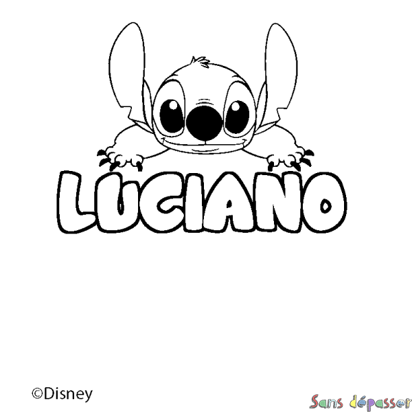 Coloriage pr&eacute;nom LUCIANO - d&eacute;cor Stitch