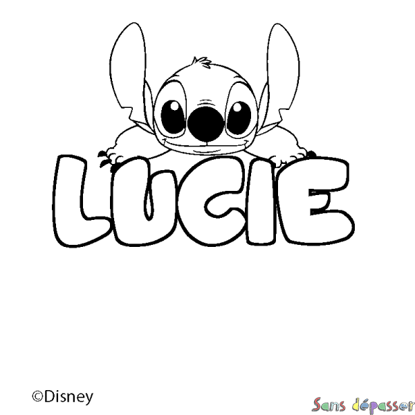 Coloriage pr&eacute;nom LUCIE - d&eacute;cor Stitch