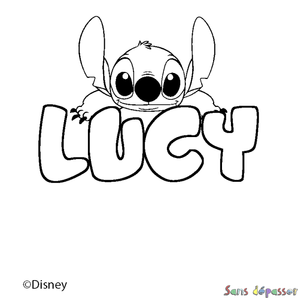 Coloriage pr&eacute;nom LUCY - d&eacute;cor Stitch