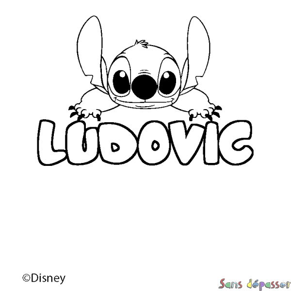 Coloriage pr&eacute;nom LUDOVIC - d&eacute;cor Stitch