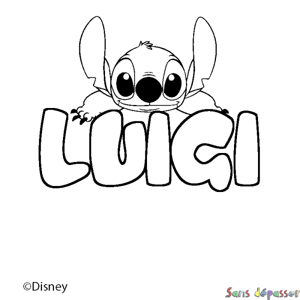 Coloriage pr&eacute;nom LUIGI - d&eacute;cor Stitch