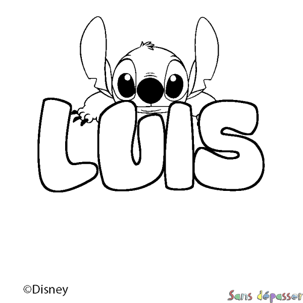 Coloriage pr&eacute;nom LUIS - d&eacute;cor Stitch