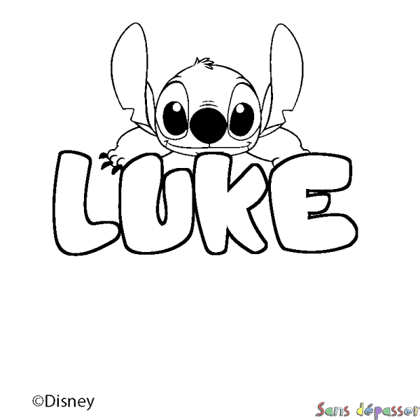 Coloriage pr&eacute;nom LUKE - d&eacute;cor Stitch