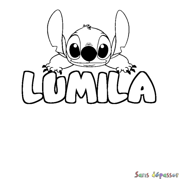 Coloriage prénom LUMILA - d&eacute;cor Stitch