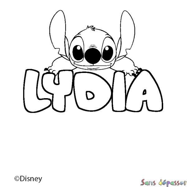 Coloriage pr&eacute;nom LYDIA - d&eacute;cor Stitch