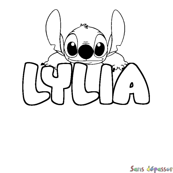 Coloriage prénom LYLIA - d&eacute;cor Stitch