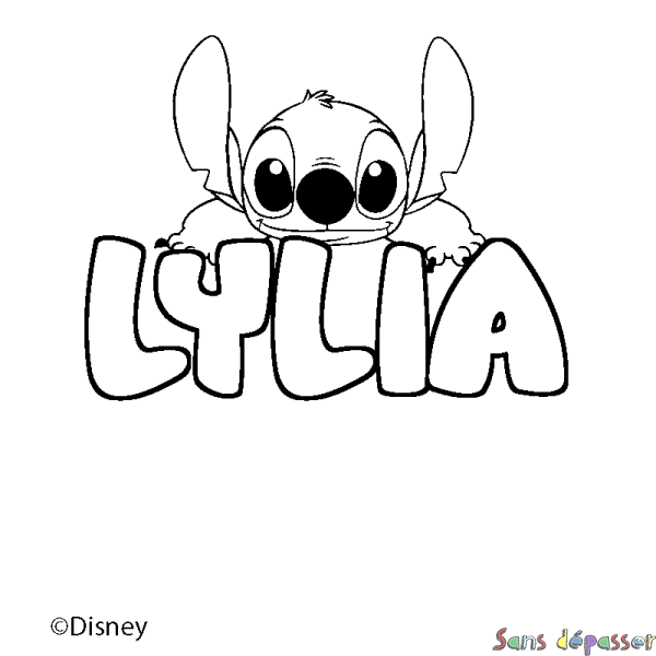 Coloriage pr&eacute;nom LYLIA - d&eacute;cor Stitch