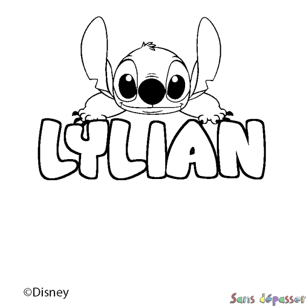 Coloriage pr&eacute;nom LYLIAN - d&eacute;cor Stitch