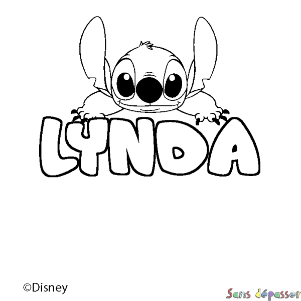 Coloriage pr&eacute;nom LYNDA - d&eacute;cor Stitch