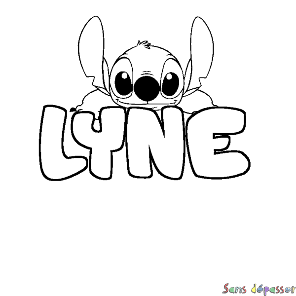 Coloriage prénom LYNE - d&eacute;cor Stitch