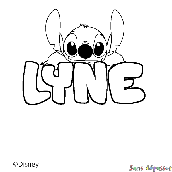 Coloriage pr&eacute;nom LYNE - d&eacute;cor Stitch