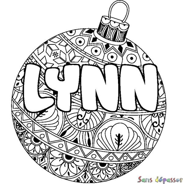 Coloriage prénom LYNN - d&eacute;cor Boule de No&euml;l