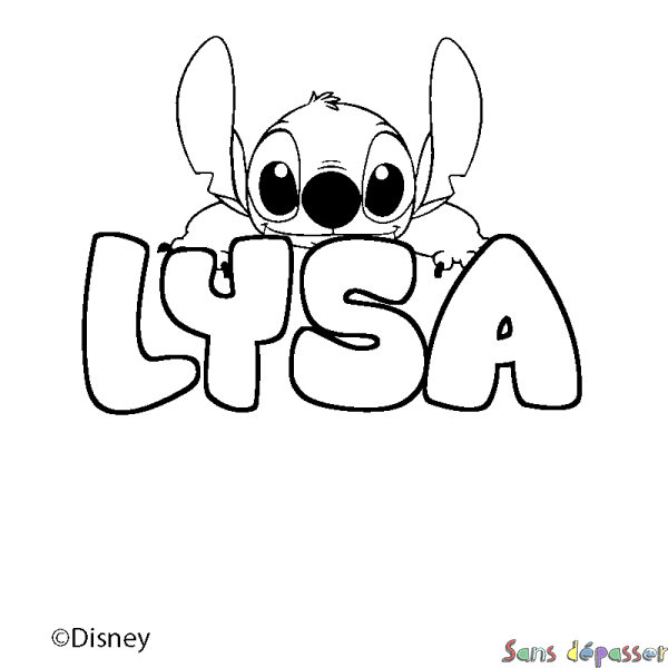 Coloriage pr&eacute;nom LYSA - d&eacute;cor Stitch