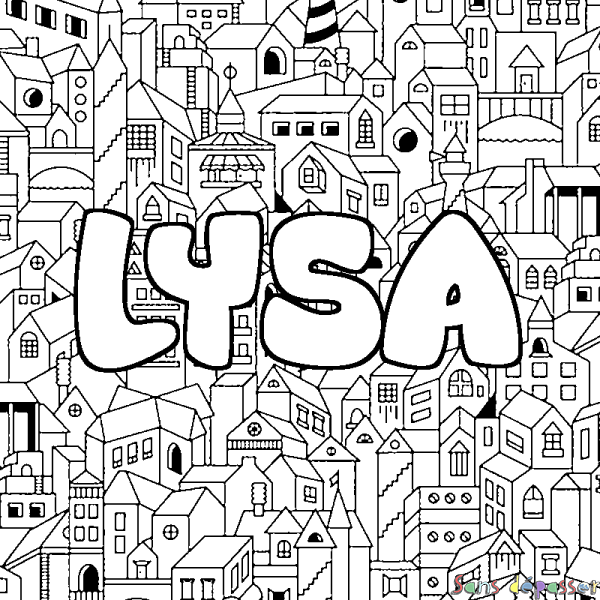 Coloriage prénom LYSA - d&eacute;cor Ville