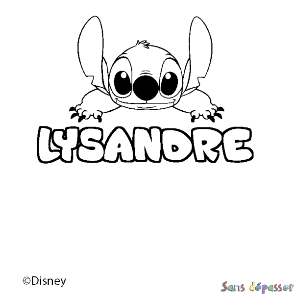 Coloriage pr&eacute;nom LYSANDRE - d&eacute;cor Stitch