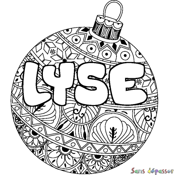 Coloriage pr&eacute;nom LYSE - d&eacute;cor Boule de No&euml;l
