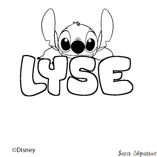 Coloriage pr&eacute;nom LYSE - d&eacute;cor Stitch