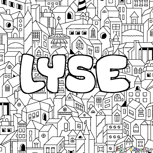 Coloriage prénom LYSE - d&eacute;cor Ville