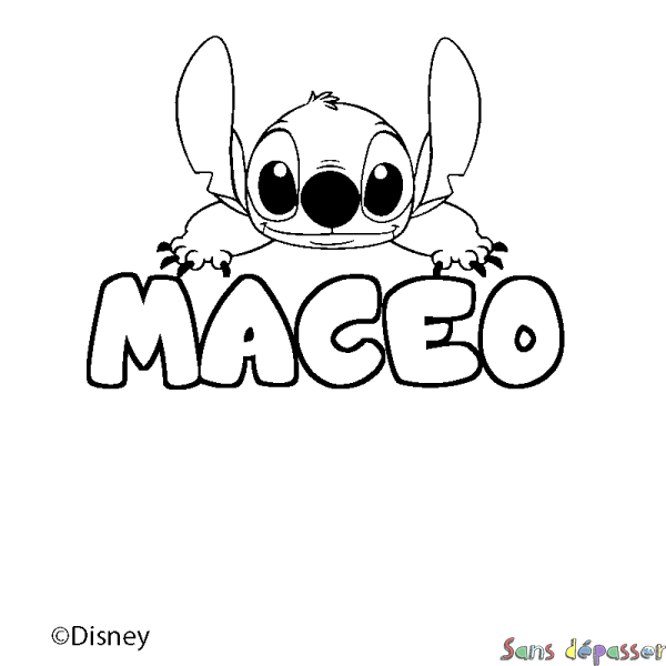 Coloriage pr&eacute;nom MACEO - d&eacute;cor Stitch