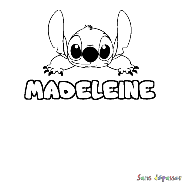 Coloriage prénom MADELEINE - d&eacute;cor Stitch
