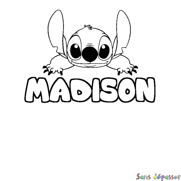 Coloriage prénom MADISON - d&eacute;cor Stitch