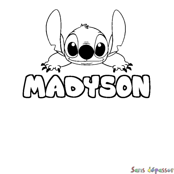 Coloriage prénom MADYSON - d&eacute;cor Stitch