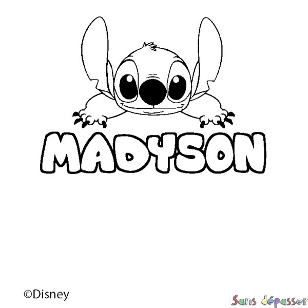 Coloriage pr&eacute;nom MADYSON - d&eacute;cor Stitch