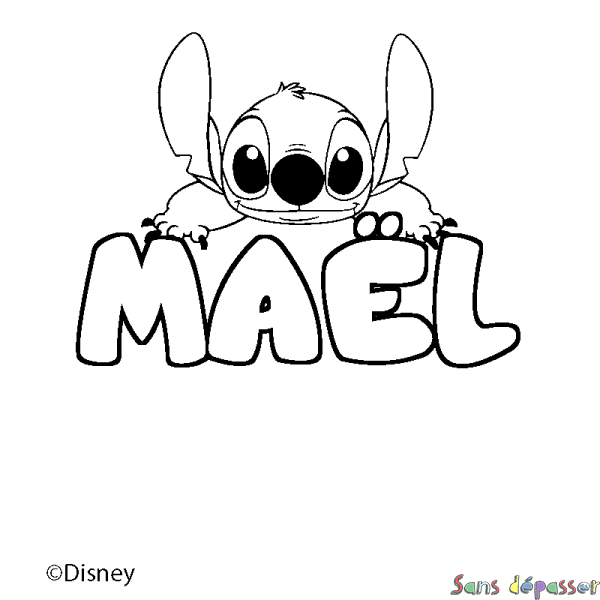 Coloriage pr&eacute;nom MA&Euml;L - d&eacute;cor Stitch