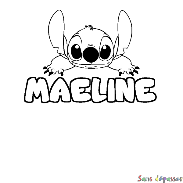 Coloriage prénom MAELINE - d&eacute;cor Stitch