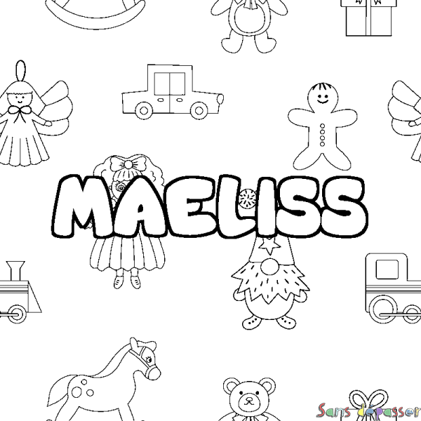 Coloriage prénom MAELISS - d&eacute;cor Jouets