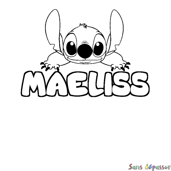 Coloriage prénom MAELISS - d&eacute;cor Stitch