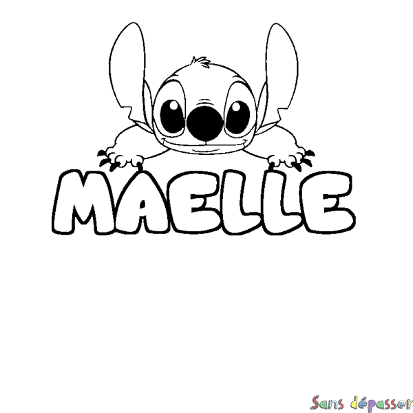 Coloriage prénom MAELLE - d&eacute;cor Stitch