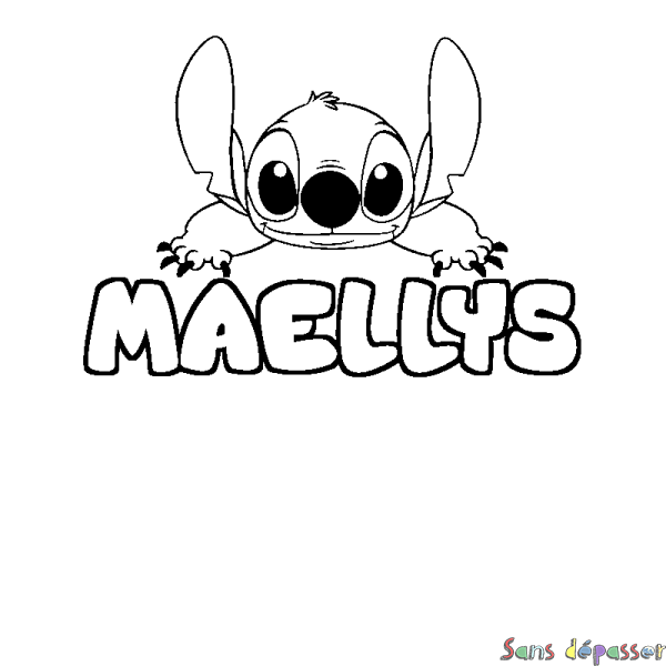 Coloriage prénom MAELLYS - d&eacute;cor Stitch